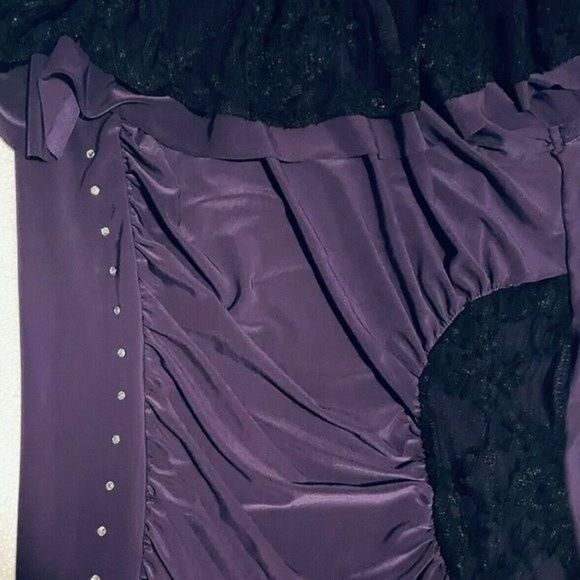 Purple One Shoulder Bodycon Dress Womens Large Lace Cutout Rhinestone Party - Picture 9 of 11